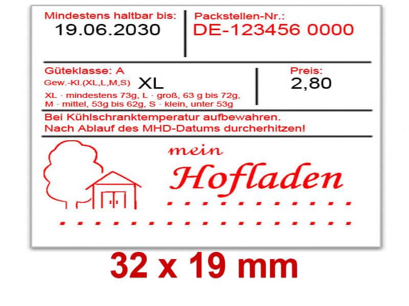 Preisetiketten 29x28 mm, Eierkennzeichnung auf Eierschachteln, Verkaufspackungen