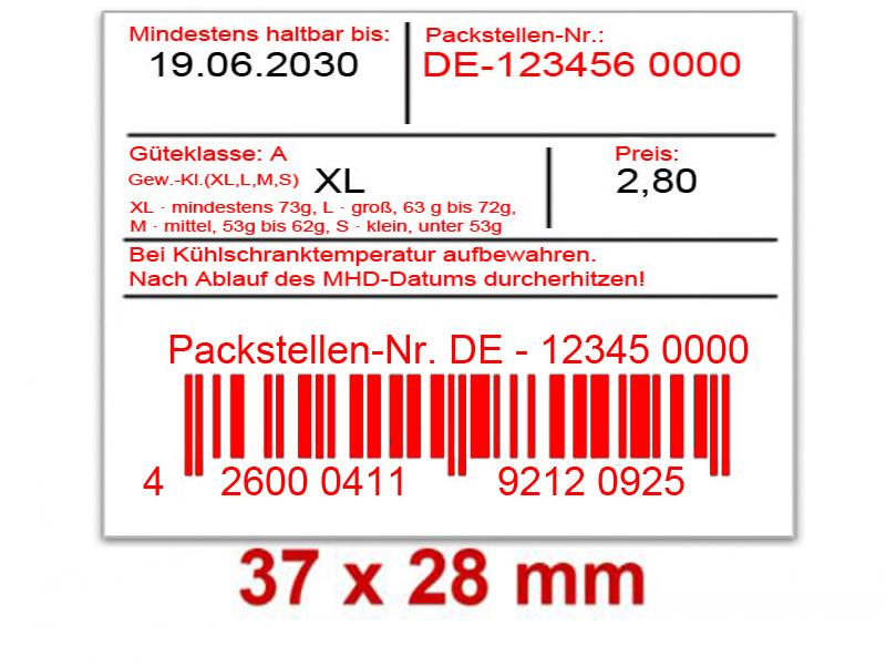 Preisetiketten 37x28 mm weiß Rechteck für Eierschachteln