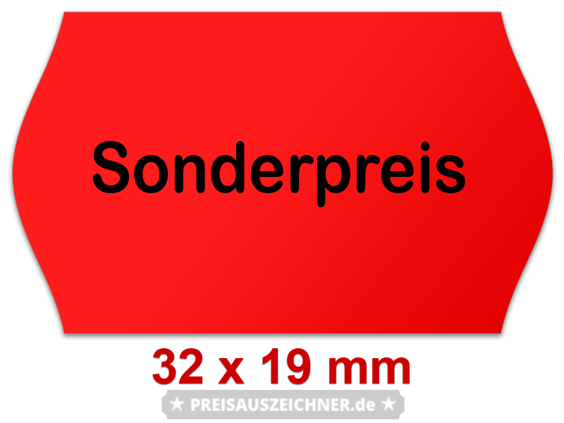 32×19 mm Randwölbung Leuchtfarben, Aktionsetiketten mit SV - Standardaufdruck