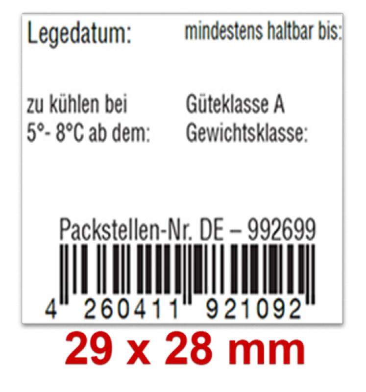 29x28 mm Etiketten für Eierschachteln Verkaufsverpackungen, bedruckt mit Ihrem Wunschtext 29x28 mm Etiketten für Eierschachteln Verkaufsverpackungen, bedruckt mit Ihrem Wunschtext
