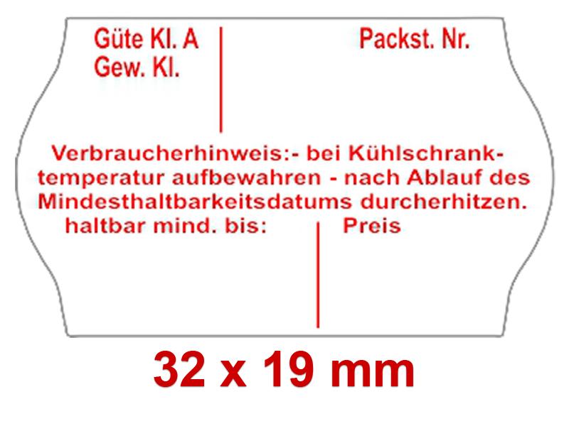 Preisetiketten 32 × 19 mm, weiß, Randwölbung, mit Ihrem Wunschtext