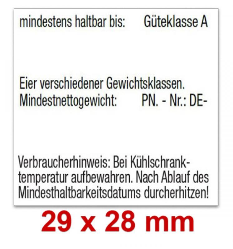 Preisetiketten 29x28 mm, Eierkennzeichnung auf Eierschachteln, Verkaufspackungen