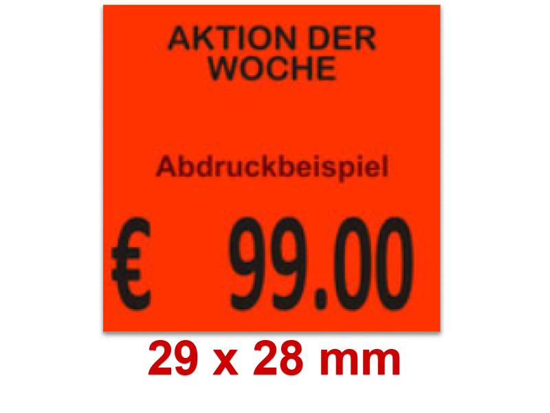Aktionsetiketten - Sonderpreisetiketten 29x28mm Leuchtfarben, für den Abverkauf von Sonderposten