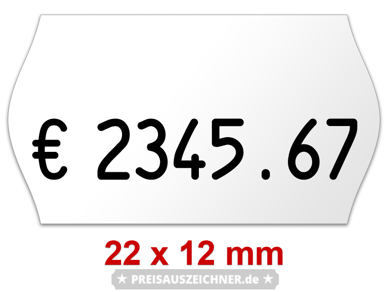 Preisetiketten 22x12 mm Weiß Randwölbung