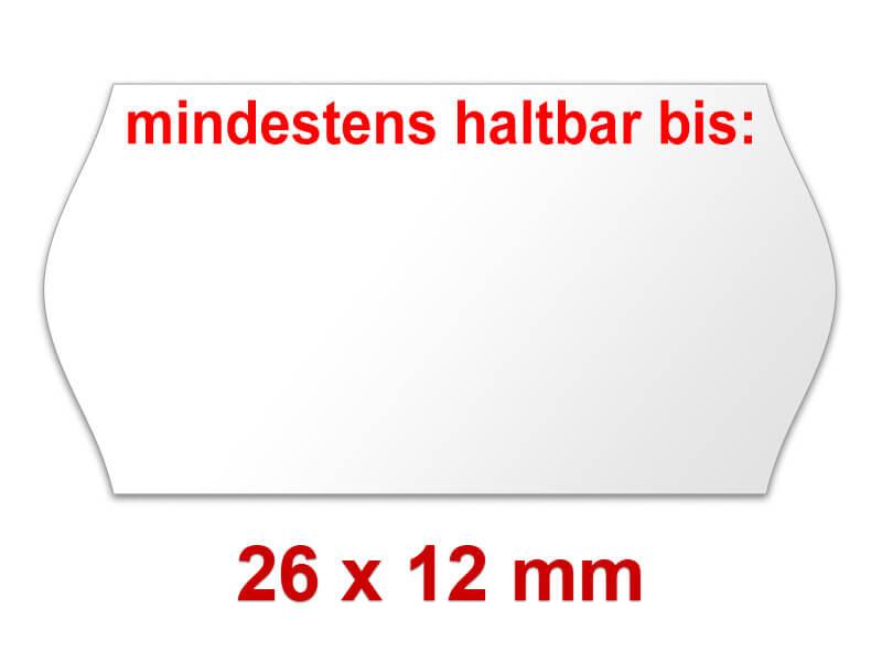 26 × 12 mm Etiketten, mit einem Mindesthaltbarkeit – MHD – Aufdruck 26 × 12 mm Etiketten, mit einem Mindesthaltbarkeit – MHD – Aufdruck