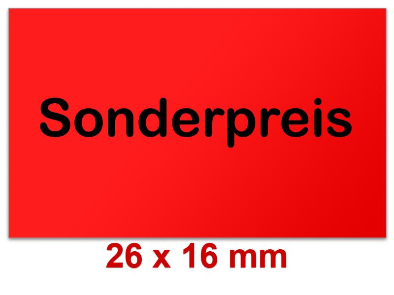 Aktionsetiketten - Standardaufdruck 26x16 mm Leuchtrot Rechteck Aktionsetiketten - Standardaufdruck 26x16 mm Leuchtrot Rechteck