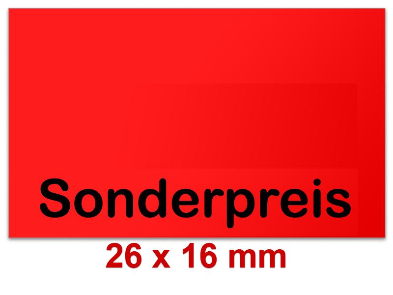 Aktionsetiketten - Standardaufdruck 26x16 mm Leuchtrot Rechteck Aktionsetiketten - Standardaufdruck 26x16 mm Leuchtrot Rechteck