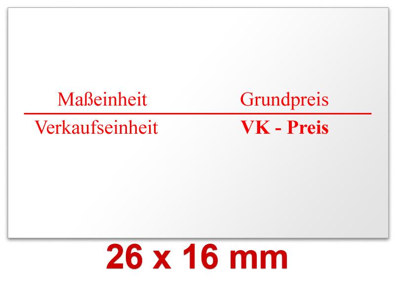 Outdoor Preisetiketten 26x16 mm Weiß mit Firmenschriftzug Rechteck