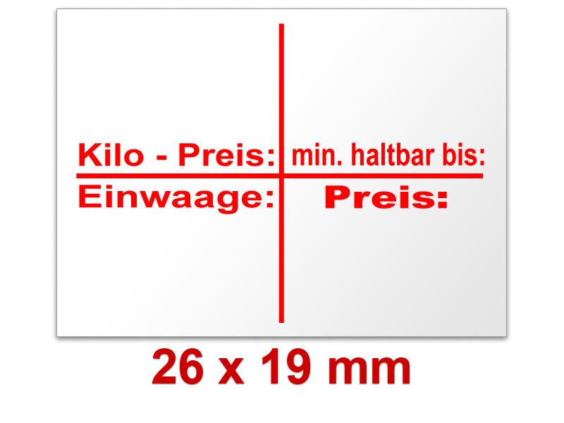 Preisetiketten mit Standardaufdruck 26x19 mm weiß Rechteck
