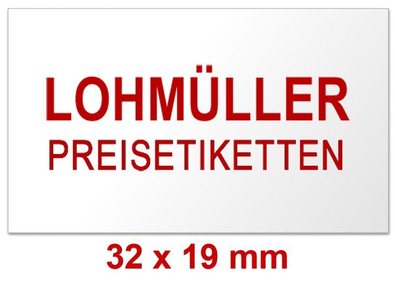 Preisetiketten 32×19 mm mit Firmenschriftzug Rechteck Preisetiketten 32×19 mm mit Firmenschriftzug Rechteck