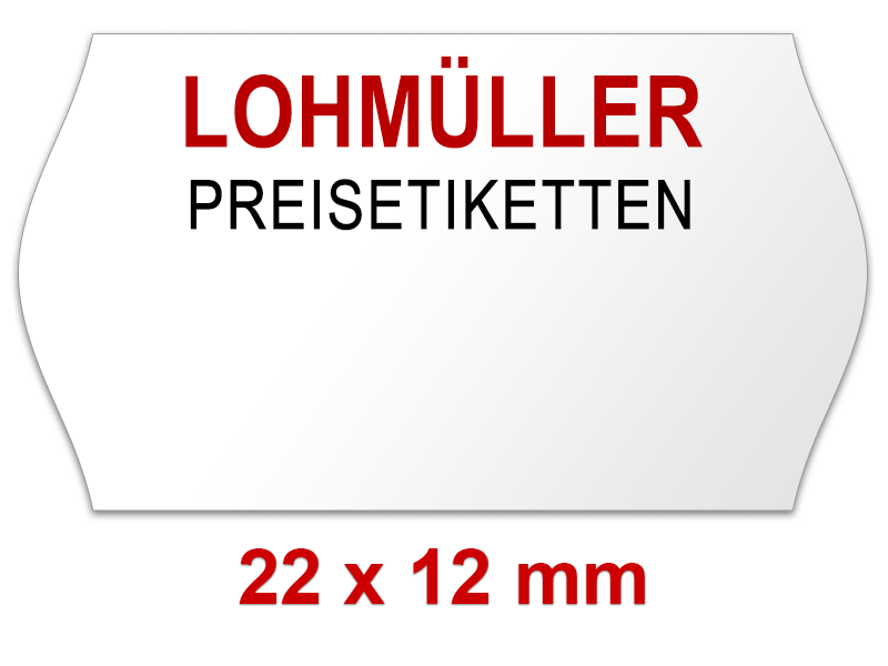 Preisetiketten 22 × 12 mm, weiß und Standardfarben, mit Ihrem Logo oder Wunschtext