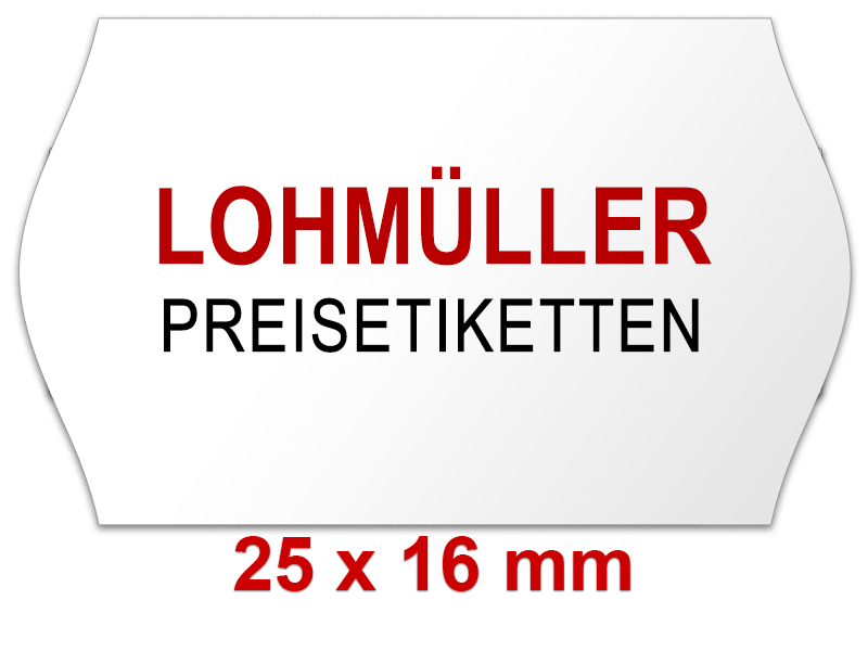 Preisetiketten 25x16 mm Farbig mit Firmenschriftzug Preisetiketten 25x16 mm Farbig mit Firmenschriftzug