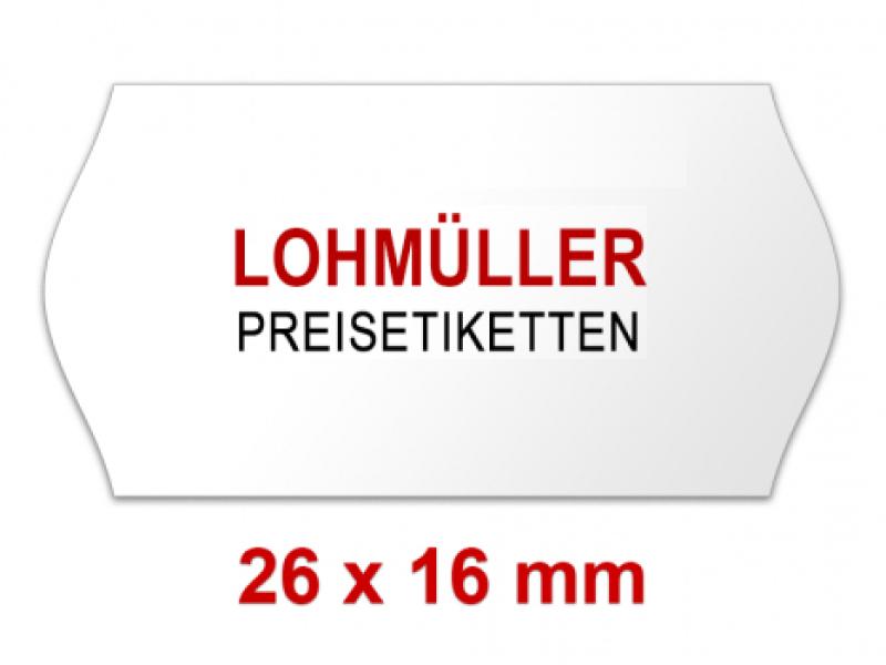 Preisetiketten 26 × 16 mm, Weiß – Randwölbung