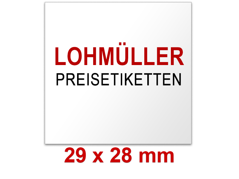 Outdoor Preisetiketten 29x28 mm Weiß mit Firmenschriftzug Rechteck
