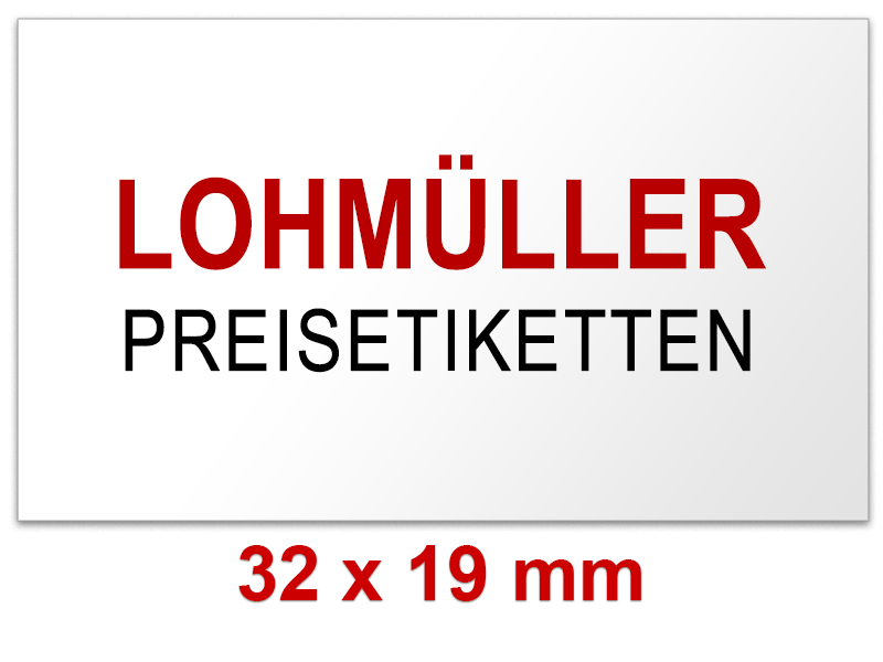 Outdoor Preisetiketten 32x19 mm Rechteck | mit Firmenschriftzug Outdoor Preisetiketten 32x19 mm Rechteck | mit Firmenschriftzug