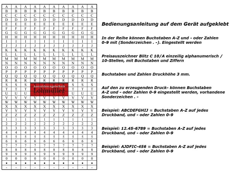 Preisauszeichner Blitz C10/A einzeilig alphanumerisch Preisauszeichner Blitz C10/A einzeilig alphanumerisch