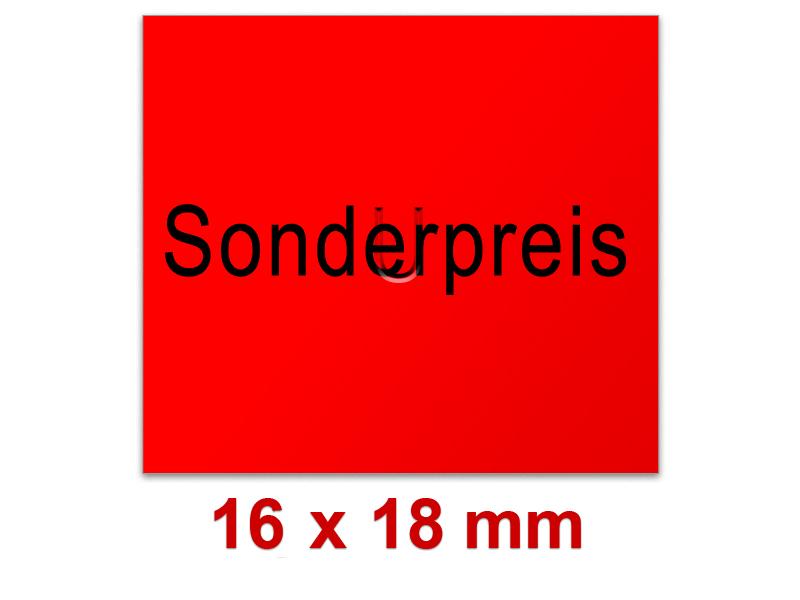 Preisetiketten mit Standardvordruck 16x18 mm leuchtrot Preisetiketten mit Standardvordruck 16x18 mm leuchtrot