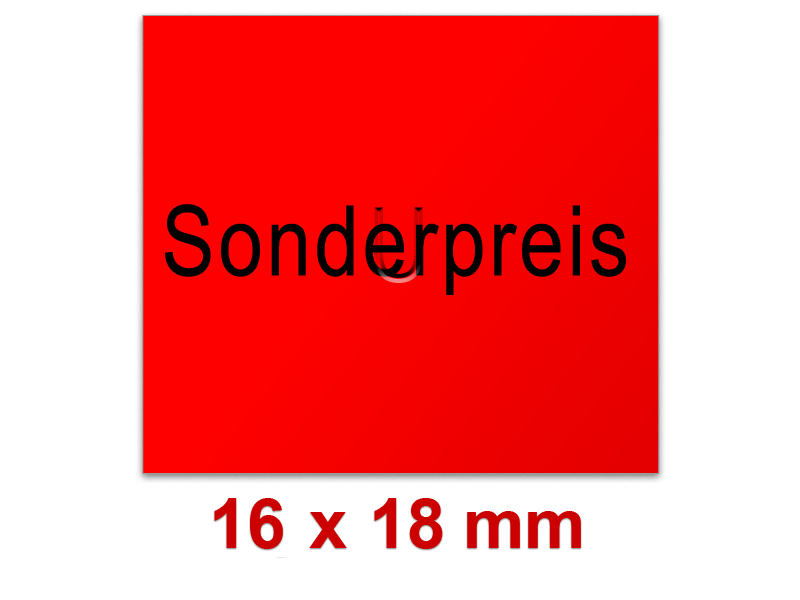 Preisetiketten mit Standardvordruck 16x18 mm leuchtrot Preisetiketten mit Standardvordruck 16x18 mm leuchtrot