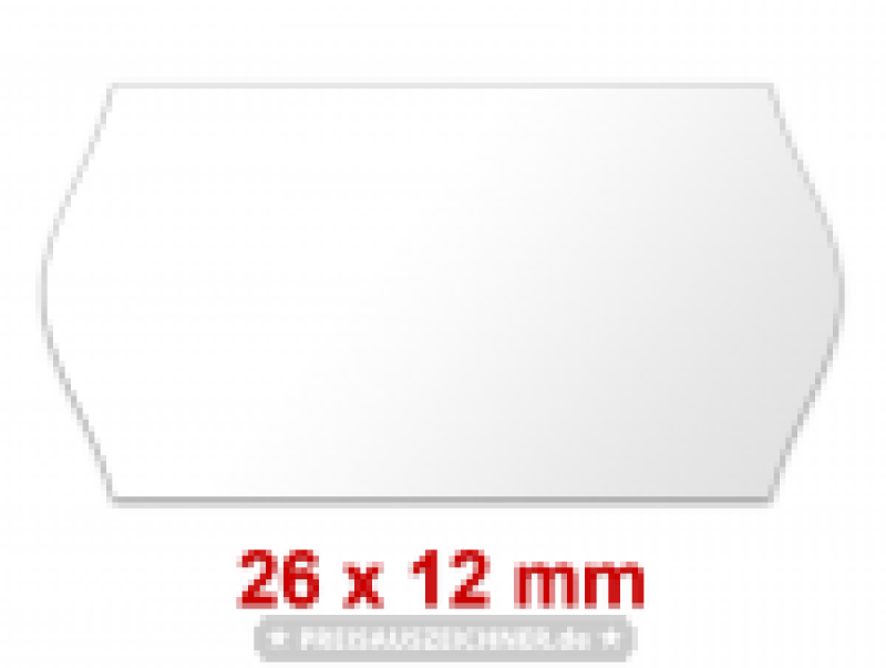 Preisetiketten 26x12 mm Weiß, Randwölbung