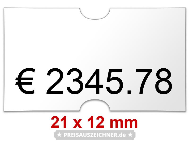 Preisetiketten 21x12 mm weiß Rechteck - Lochstanzung