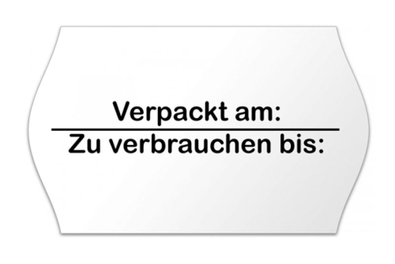 Preisetiketten 26×16 mm Randwölbung mit einem MHD - Aufdruck Preisetiketten 26×16 mm Randwölbung mit einem MHD - Aufdruck