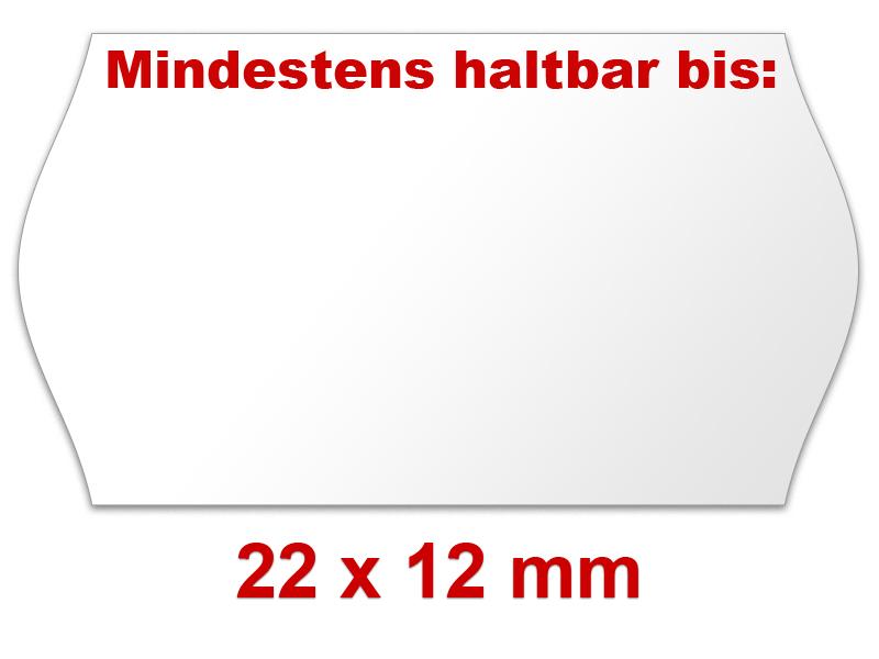 Preisetiketten 22 × 12 mm Randwölbung, weiß, Datumsetiketten mit MHD-Aufdruck