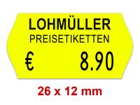 Preisetiketten 26x12 mm Leuchtfarben mit Firmenschriftzug Rechteck