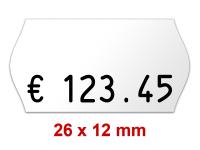 Etiketten mit den Maßen 26 x 12 mm, weiß mit einer Randwölbung