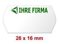 Outdoor Preisetiketten 26x16 mm Weiß Firma / Logo Randwölbung