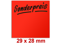 Preisetiketten mit einem Standardaufdruck, 29 × 28 mm, leuchtrot
