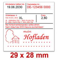 29x28 mm Etiketten für Eierschachteln / Verkaufspackungen