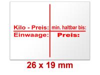 Preisetiketten mit Standardaufdruck 26x19 mm weiß Rechteck