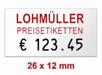Outdoor Preisetiketten 26x12 mm Weiß mit Firmenschriftzug oder Logo Rechteck