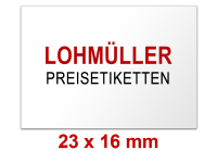 Preisetiketten 23x16 mm weiß, mit Firmenschriftzug