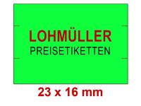 Preisetiketten 23×16 mm Leuchtfarbe mit Firmenschriftzug Rechteck