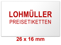 Preisetiketten Größe 26 × 16 mm, rechteckig, weiß mit Ihrem Wunschtext