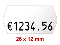 Preisetiketten 26x12 mm Weiß, Randwölbung