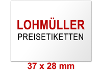 Preisetiketten 37x28 mm mit ihrem Firmenschriftzug