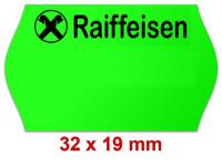 Preisetiketten mit Standardaufdruck 32x19 mm leuchtgrün Randwölbung