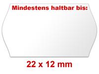 Preisetiketten 22 × 12 mm Randwölbung, weiß, Datumsetiketten mit MHD-Aufdruck