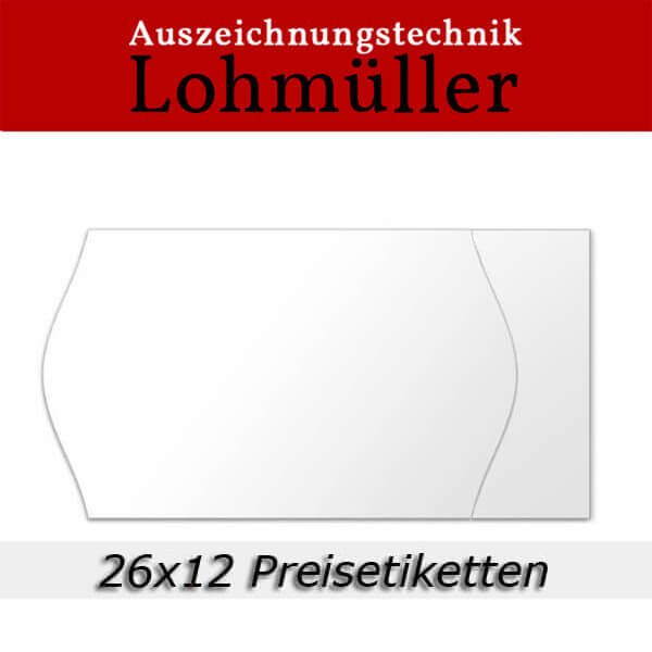 26x12 Preisetiketten für Auszeichner - Randwölbung & Rechteck