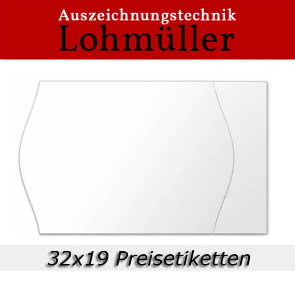 32x19 Preisetiketten für Auszeichner - Randwölbung & Rechteck