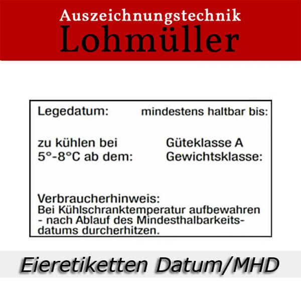 Preisetiketten - Eieretiketten Datum/MHD Aufdruck Rechteck