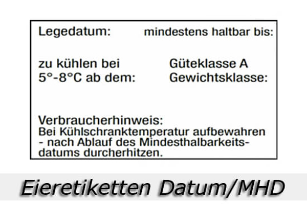 Preisetiketten - Eieretiketten Datum/MHD Aufdruck Rechteck