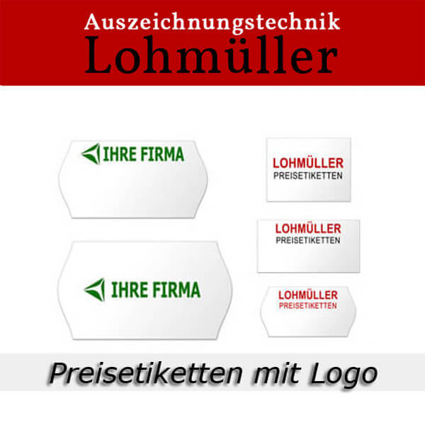 Preisetiketten mit Logo Aufdruck Rechteck oder Randwölbung