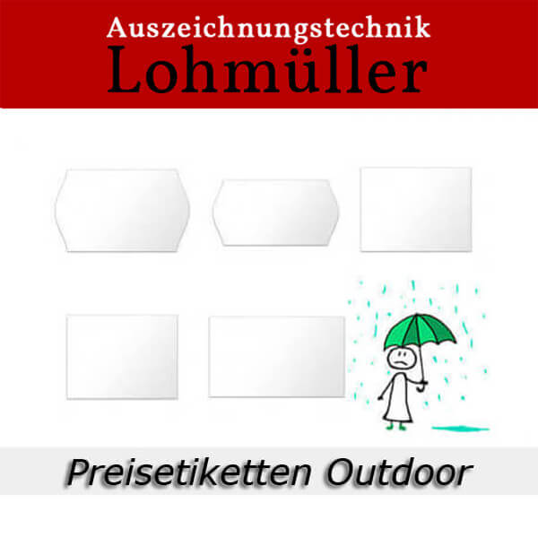 Preisetiketten als Outdoor Rechteck oder Randwölbung